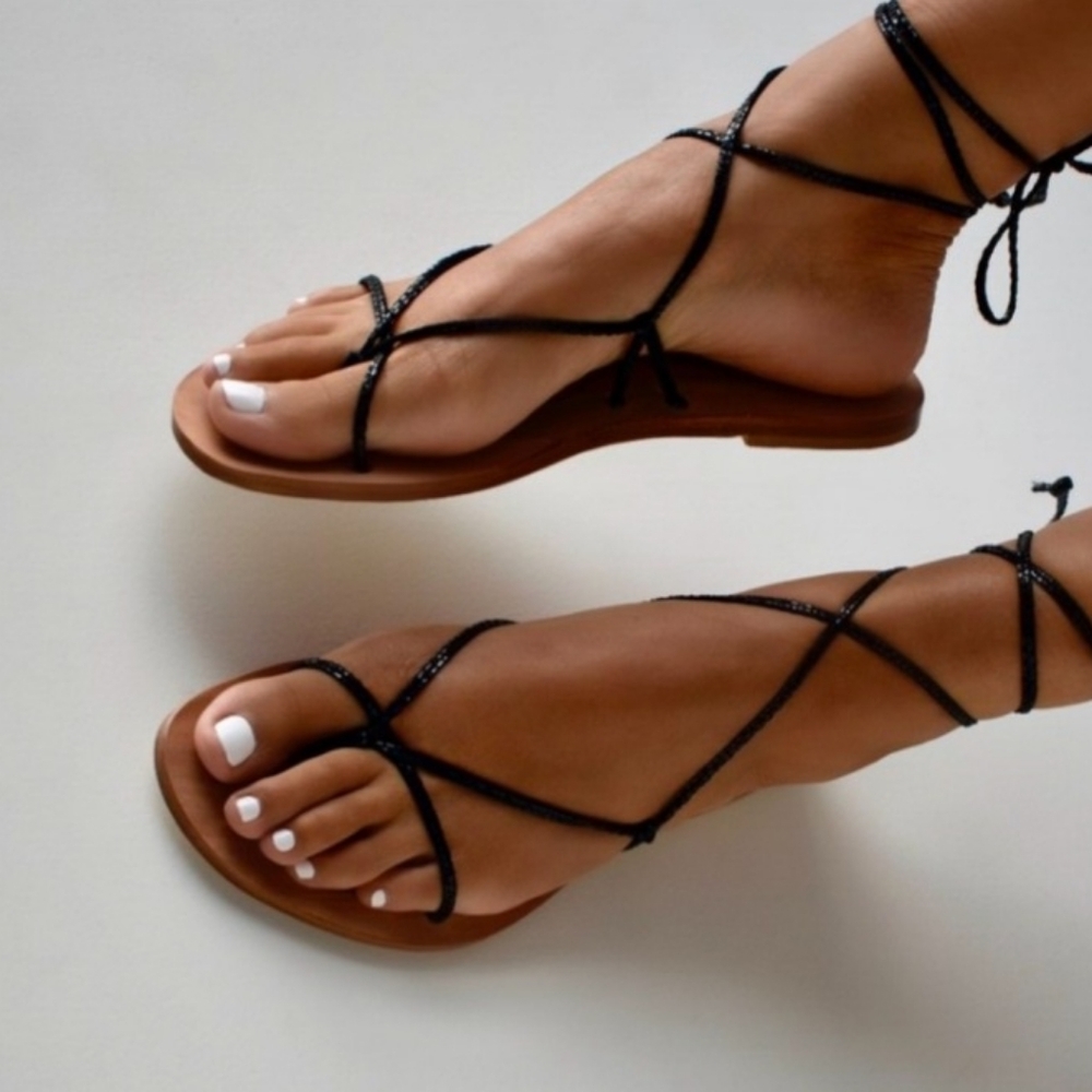 CoRNETTI  Black Ermi  Leather Sandals Size 39  US 8.5-9